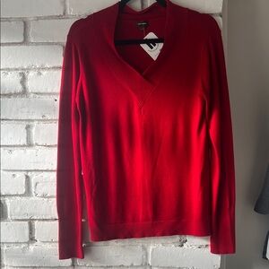 Danier Red V-Neck Lightweight Knit Sweater